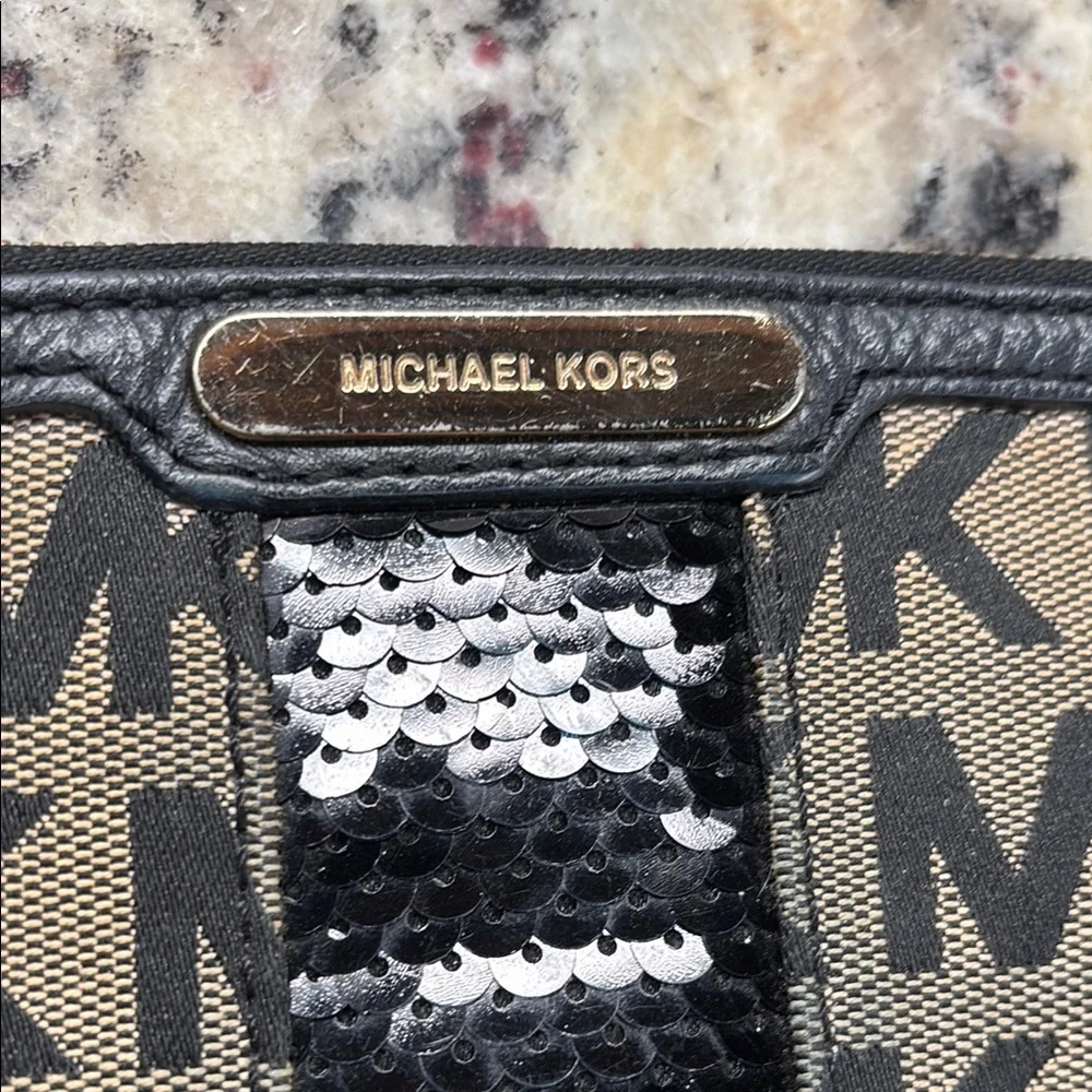 Michael Kors Brown and Black‎ Crossbody Bag with Monogram Print